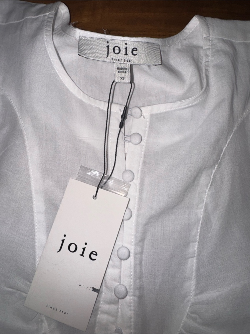 Joie White Round-Neck Button-Front Cotton Top - Picture 2 of 7